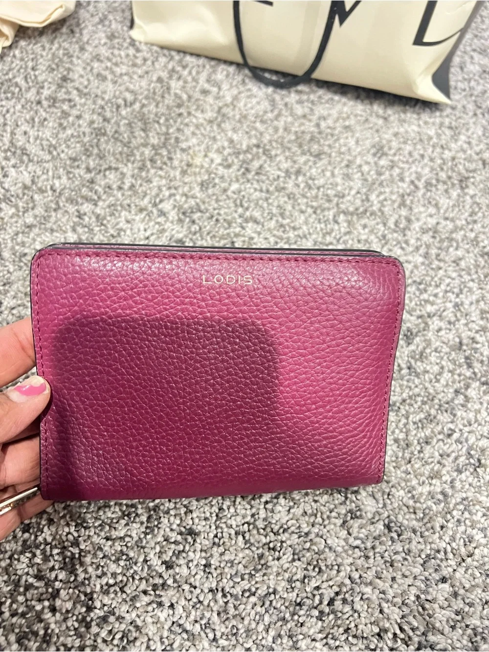 LODIS Genuine  Leather Zip Around  RFID Wallet Organizer Wine/Burgundy